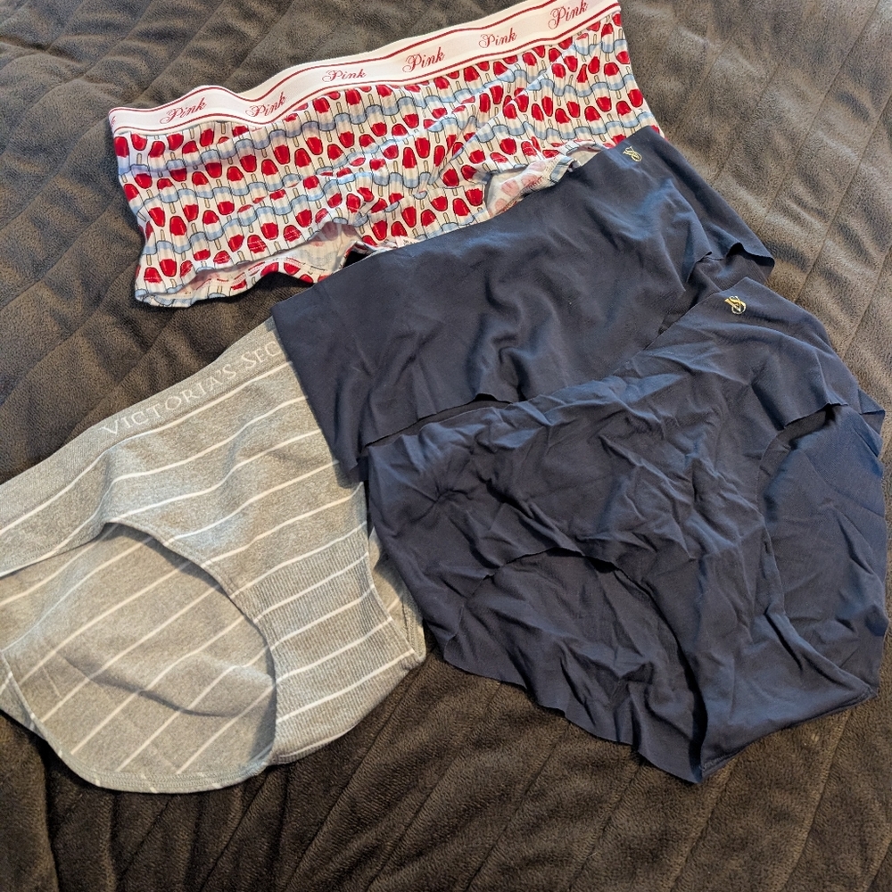 NWT 4 VICTORIA'S SECRET Pink & Navy Cotton Blend Bikini Panty Set